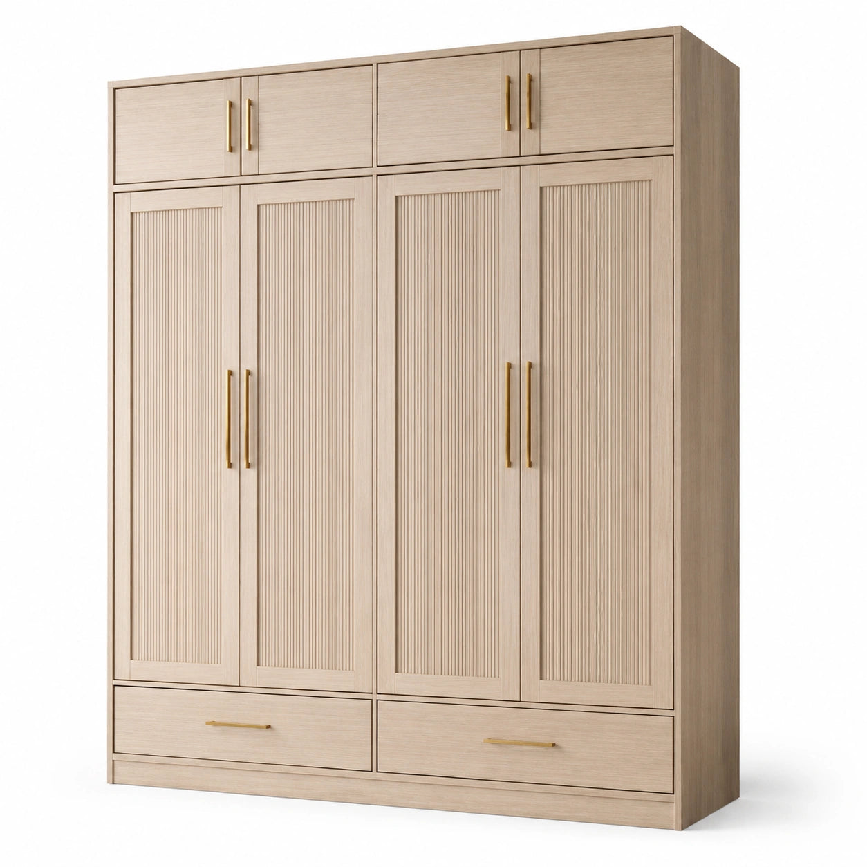 Armadio guardaroba legno quercia maniglie dorate