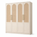 Armadio in MDF e rattan a 4 ante avorio