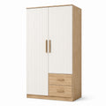 Armadio in MDF Legno Chiaro e Bianco con 2 Cassetti