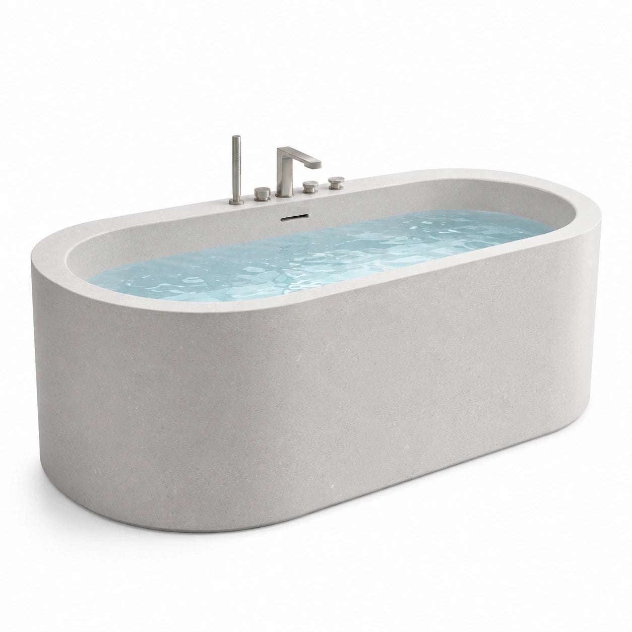 Vasca da bagno ovale freestanding in pietra composita bianca