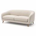 Divano 3 posti in tessuto beige con struttura in legno massello