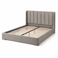 Letto Matrimoniale in Velluto con Struttura in Legno di Pino 160x200 cm Grigio