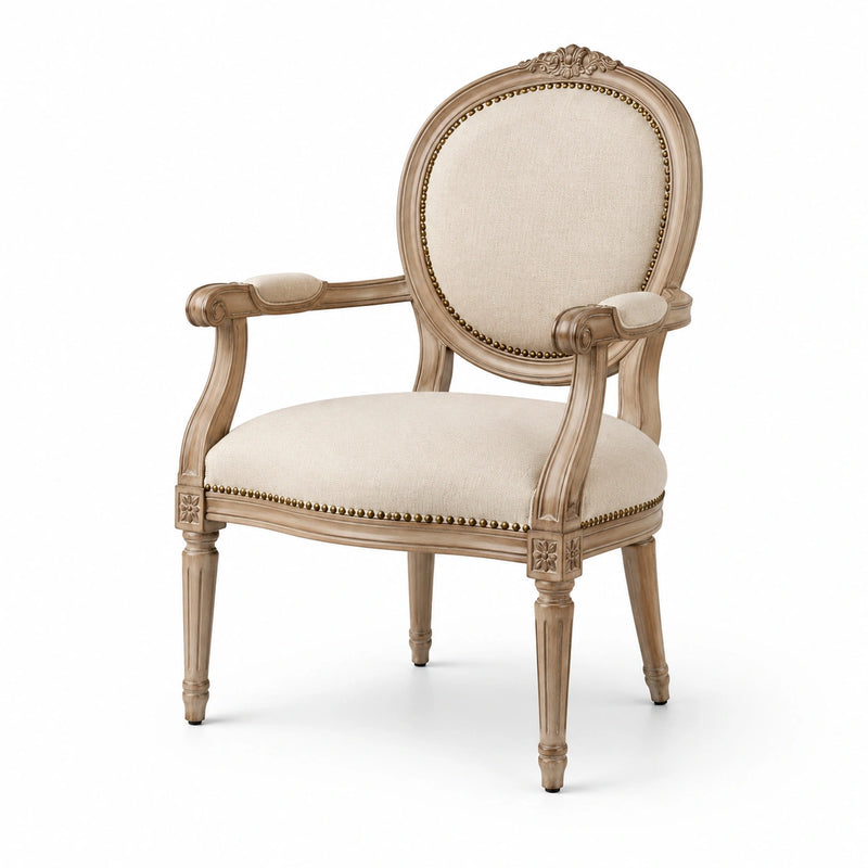 Poltrona in legno e tessuto beige 75x65x100 cm
